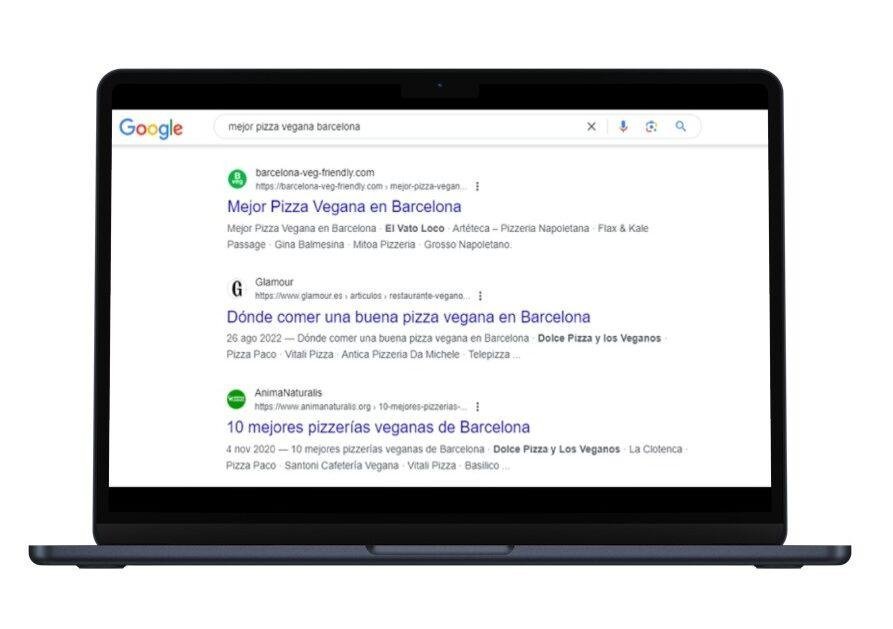 resultados google mejor pizza vegan barcelona